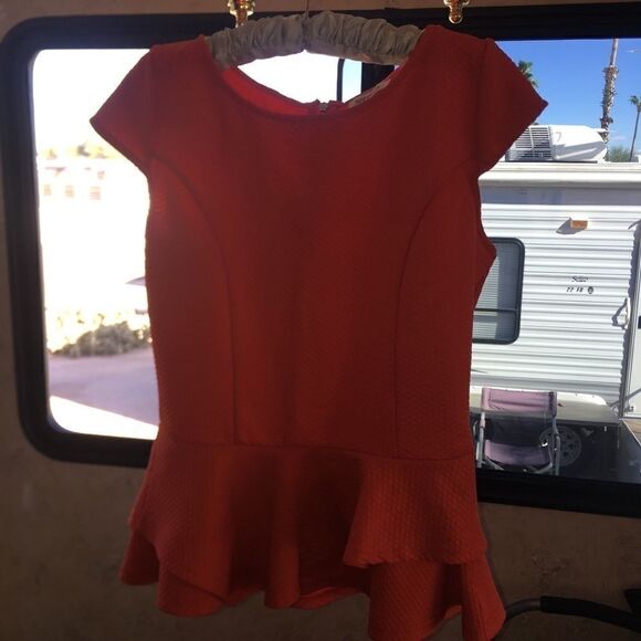 ARDEN B Orange Peplum Knit Top - Picture 3 of 6